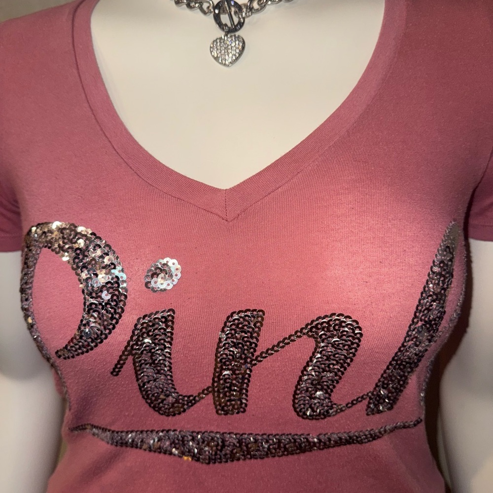 Pink Sequin Embellished Women's Top